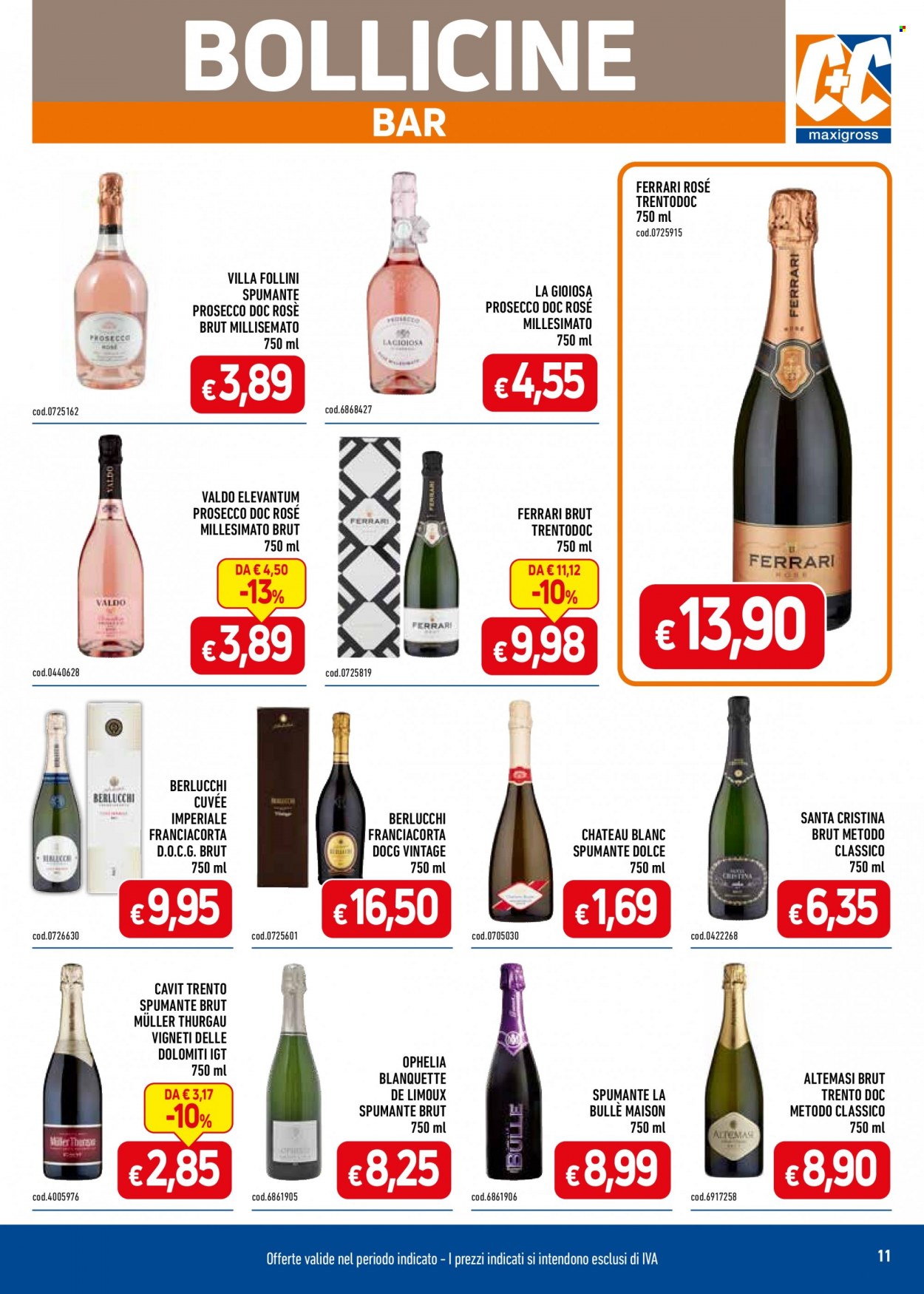 thumbnail - Volantino C+C Cash & Carry - 22/5/2023 - 18/6/2023 - Prodotti in offerta - Spumante, Prosecco, Müller-Thurgau, vino, vino rosato. Pagina 11.