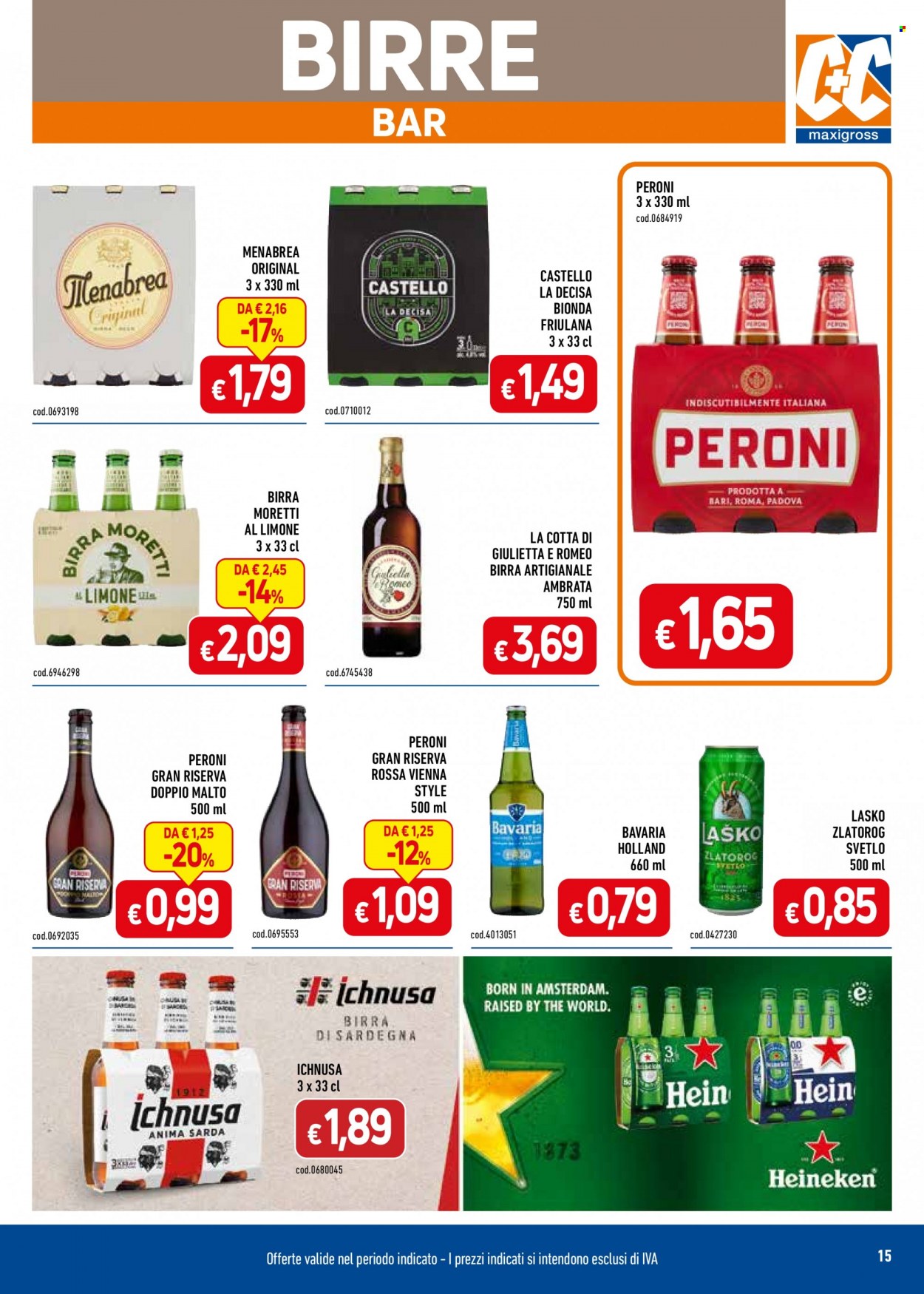 thumbnail - Volantino C+C Cash & Carry - 22/5/2023 - 18/6/2023 - Prodotti in offerta - Bavaria, Heineken, Birra Moretti, Peroni, Holland, birra, Ichnusa. Pagina 15.