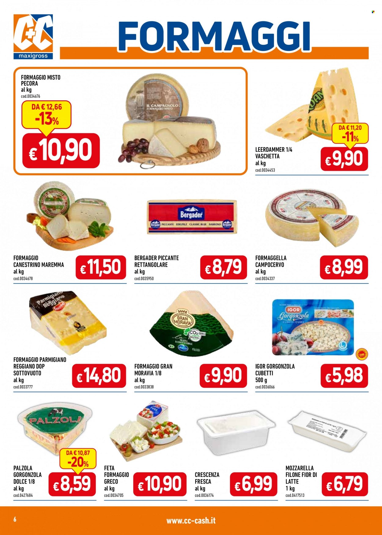 thumbnail - Volantino C+C Cash & Carry - 22/5/2023 - 4/6/2023 - Prodotti in offerta - formaggio, Leerdammer, mozzarella, crescenza, feta, Fior di Latte, parmigiano, gorgonzola. Pagina 6.