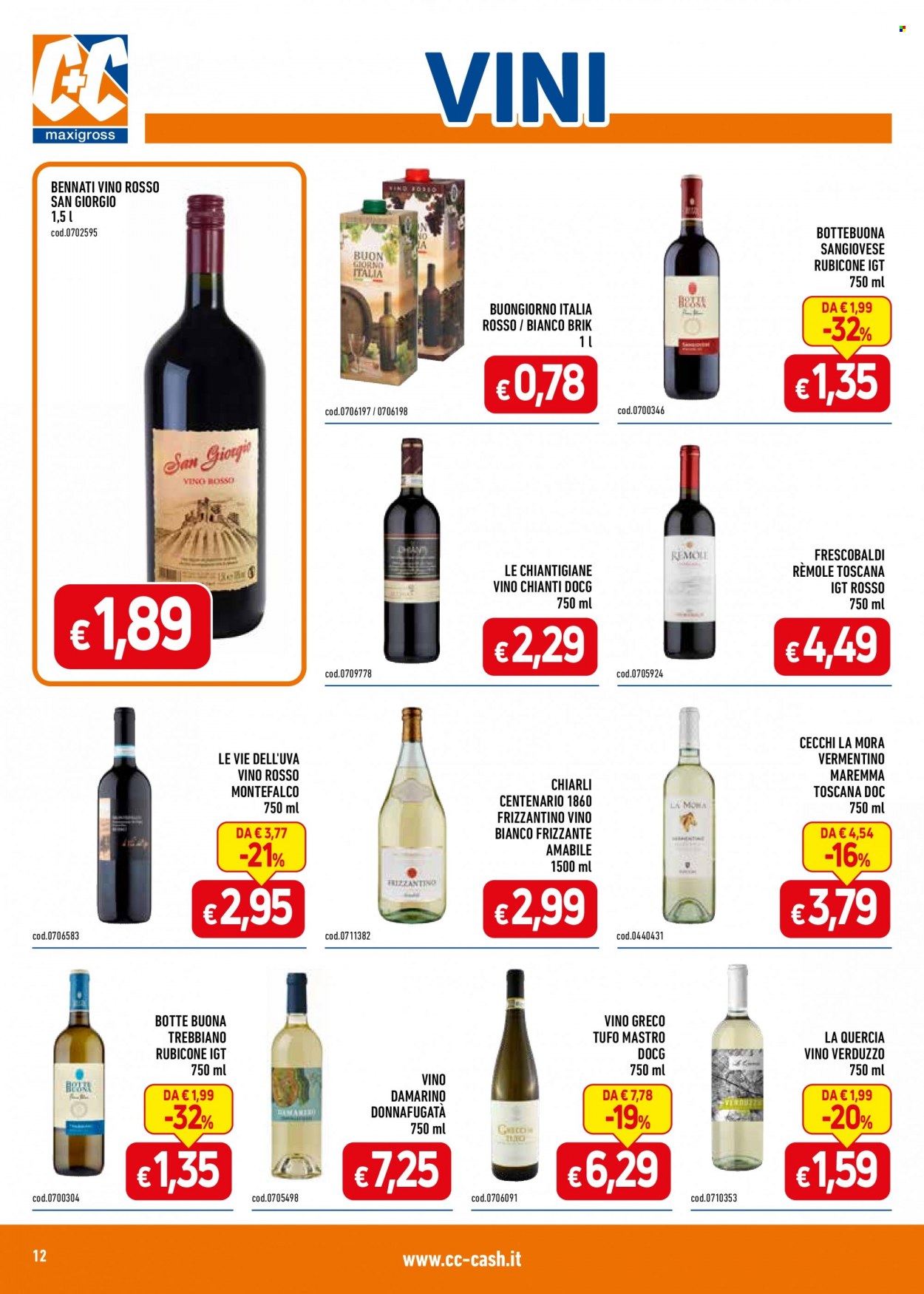 thumbnail - Volantino C+C Cash & Carry - 22/5/2023 - 4/6/2023 - Prodotti in offerta - vino bianco, vino rosso, Chianti, vino, Vermentino, Sangiovese, Verduzzo, Trebbiano. Pagina 12.