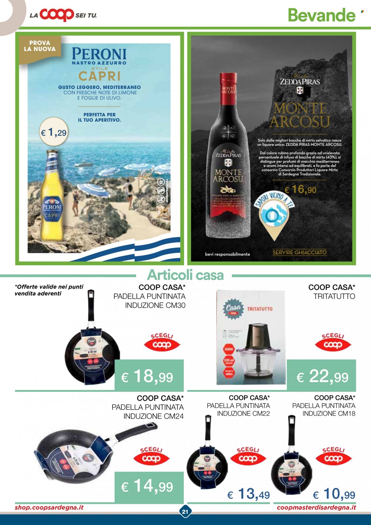thumbnail - Volantino Coop - 24/5/2023 - 3/6/2023 - Prodotti in offerta - Peroni, birra, Nastro Azzurro, liquore, aperitivo, profumo, tritatutto, padella. Pagina 21.