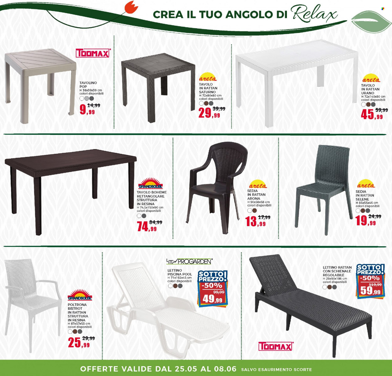thumbnail - Volantino Happy Casa Store - 25/5/2023 - 8/6/2023 - Prodotti in offerta - poltrona, tavolo, tavolino, sedia, lettino, lettino piscina, schienale. Pagina 20.