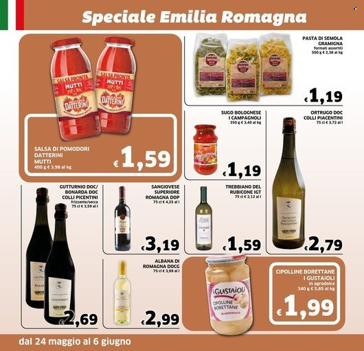 thumbnail - Volantino ECU Discount - 24/5/2023 - 6/6/2023 - Prodotti in offerta - sugo, Mutti, salsa di pomodoro, pasta, vino bianco, vino rosso, vino, Sangiovese, Trebbiano. Pagina 6.