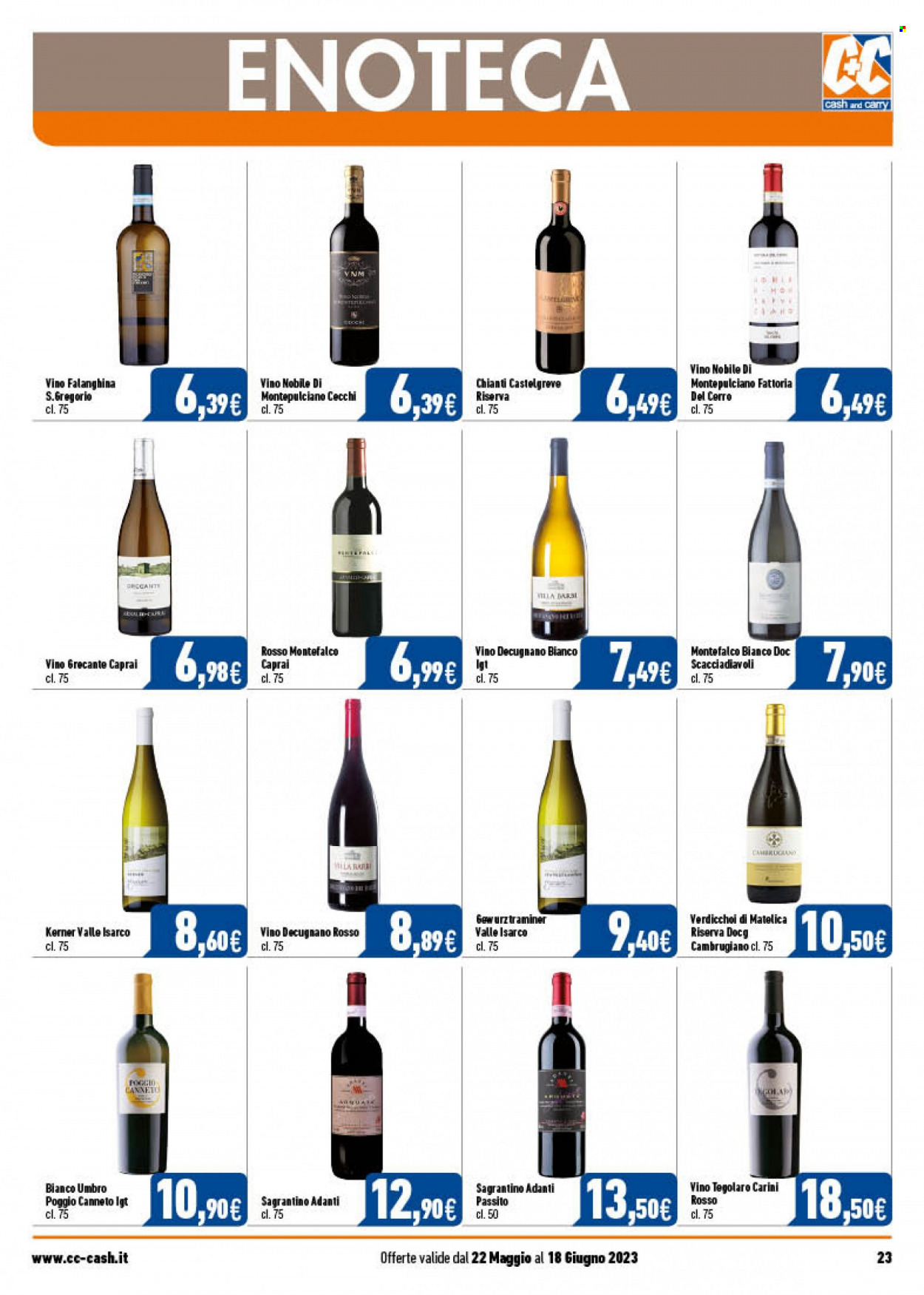 thumbnail - Volantino C+C Cash & Carry - 22/5/2023 - 18/6/2023 - Prodotti in offerta - Umbro, vino rosso, Chianti, vino. Pagina 23.