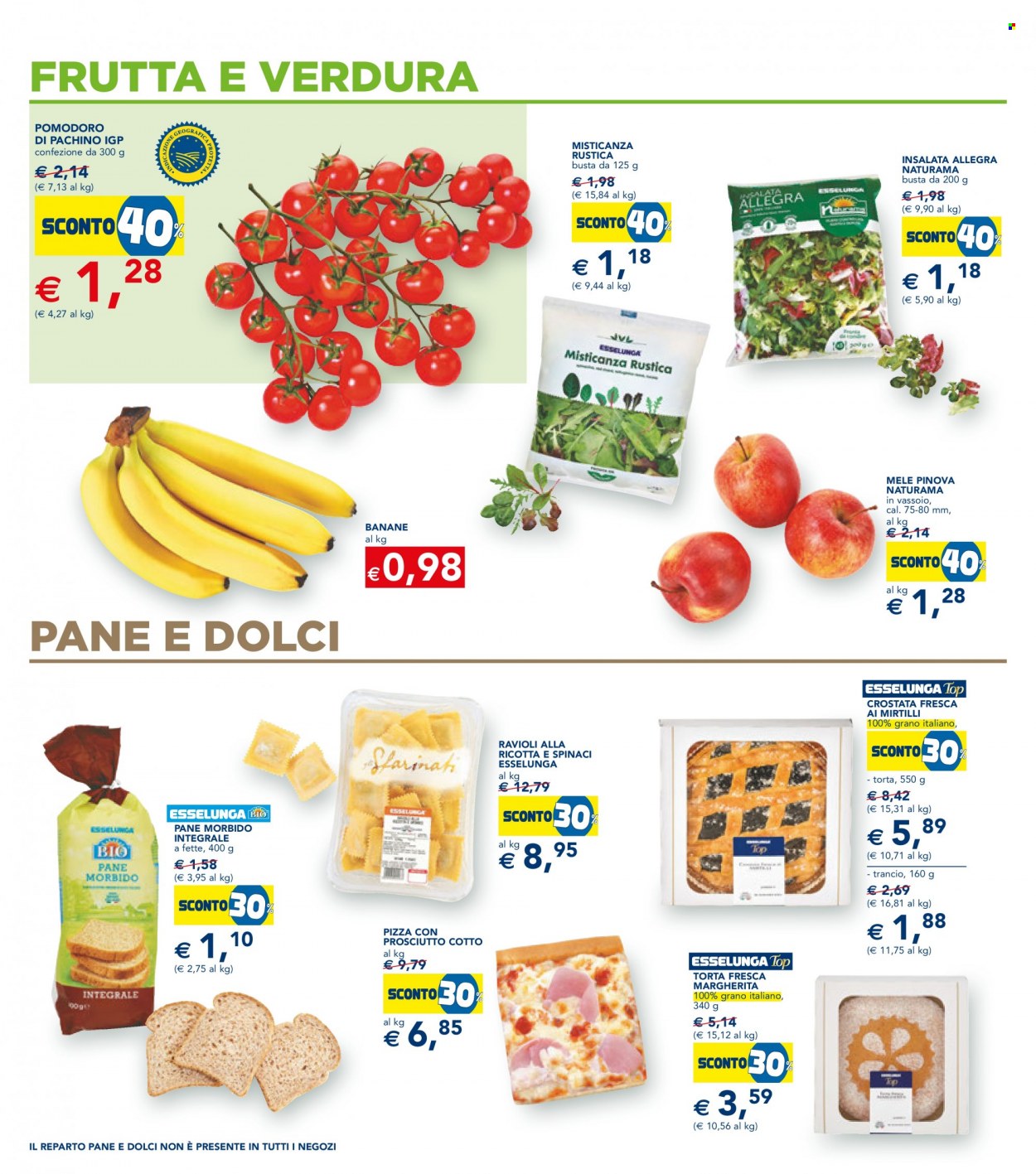 thumbnail - Volantino Esselunga - 25/5/2023 - 7/6/2023 - Prodotti in offerta - pane, torta, crostata, pomodori, pomodoro di Pachino, banane, mele, pizza, ravioli. Pagina 17.