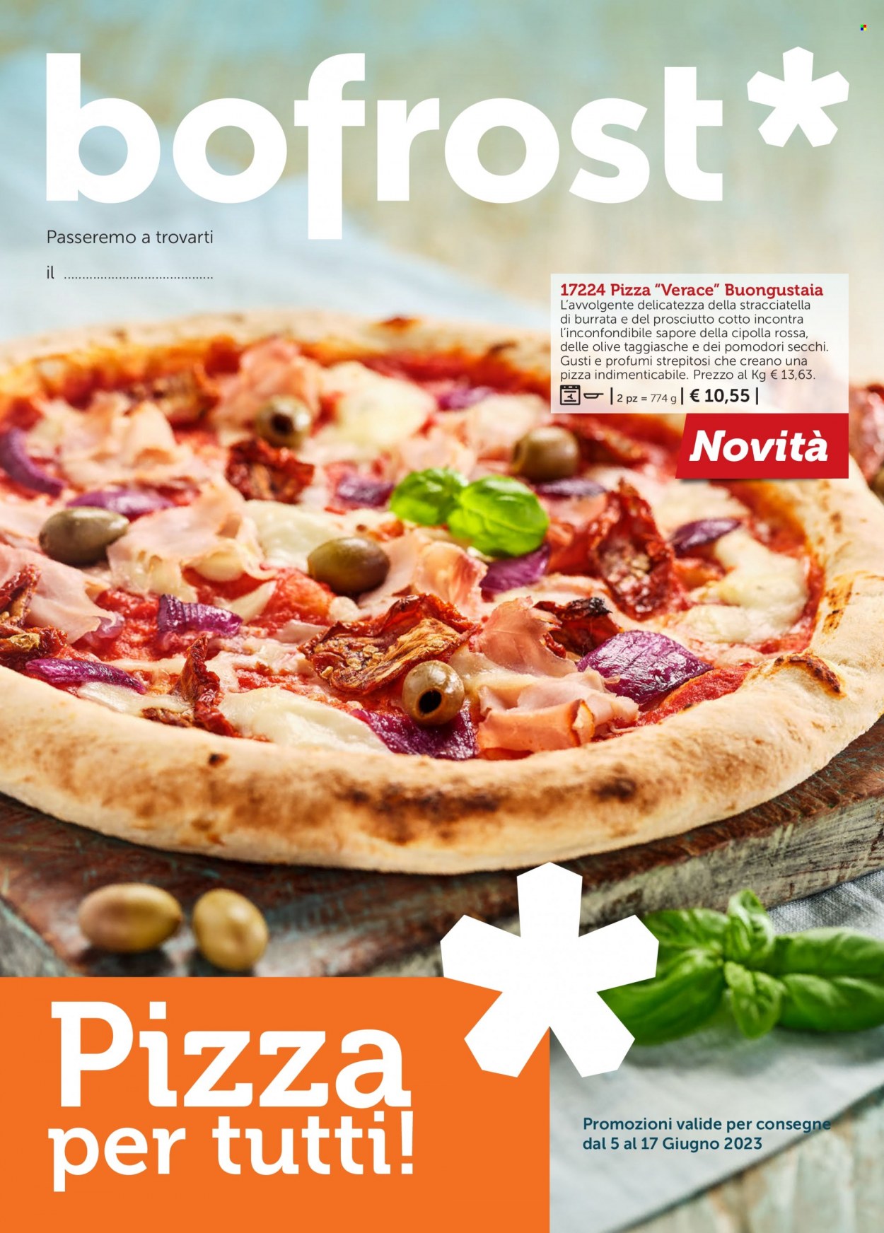 thumbnail - Volantino Bofrost - 5/6/2023 - 17/6/2023 - Prodotti in offerta - formaggio, burrata, pizza. Pagina 1.