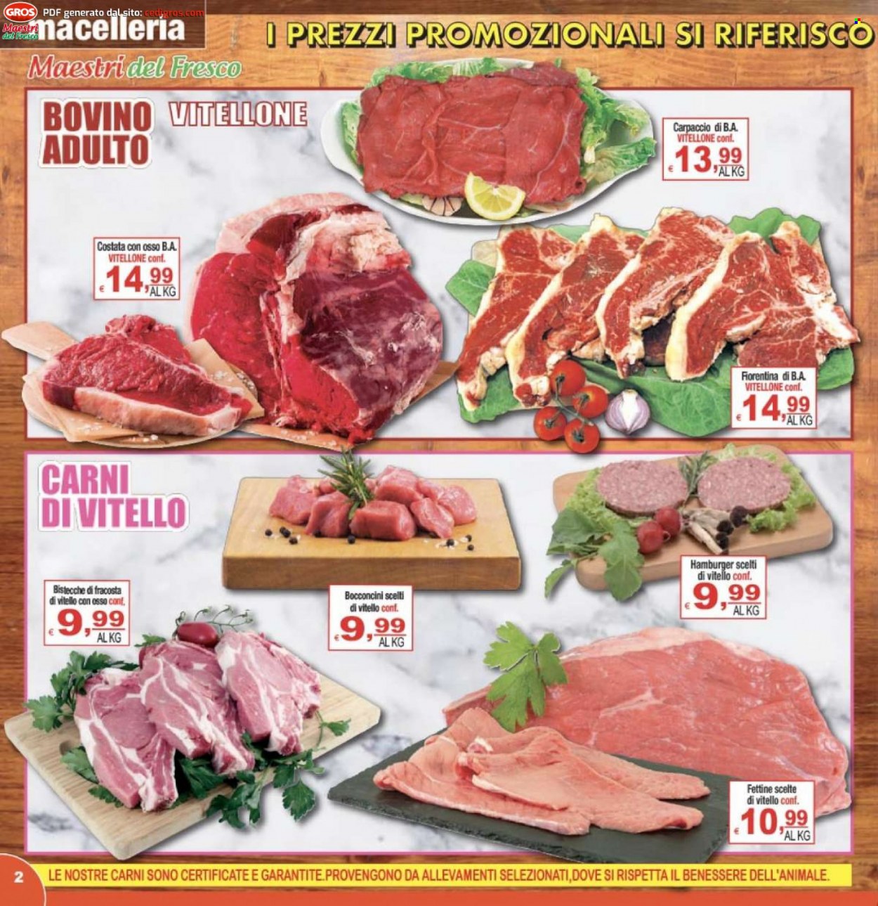 thumbnail - Volantino CTS supermercati - 31/5/2023 - 7/6/2023 - Prodotti in offerta - bocconcini, bistecca, fettine di vitello, manzo, carpaccio, vitellone, hamburger. Pagina 2.