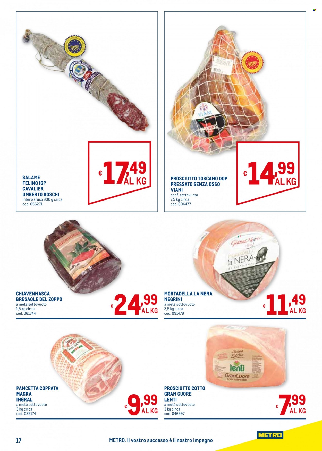 thumbnail - Volantino Metro - 1/6/2023 - 14/6/2023 - Prodotti in offerta - prosciutto, salame, pancetta, prosciutto cotto, mortadella, Salame Felino. Pagina 17.