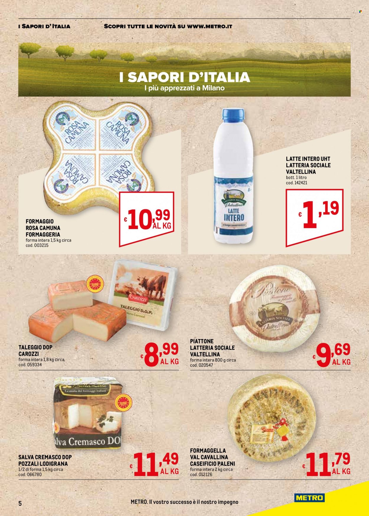 thumbnail - Volantino Metro - 1/6/2023 - 28/6/2023 - Prodotti in offerta - formaggio, taleggio, latte, latte intero. Pagina 5.
