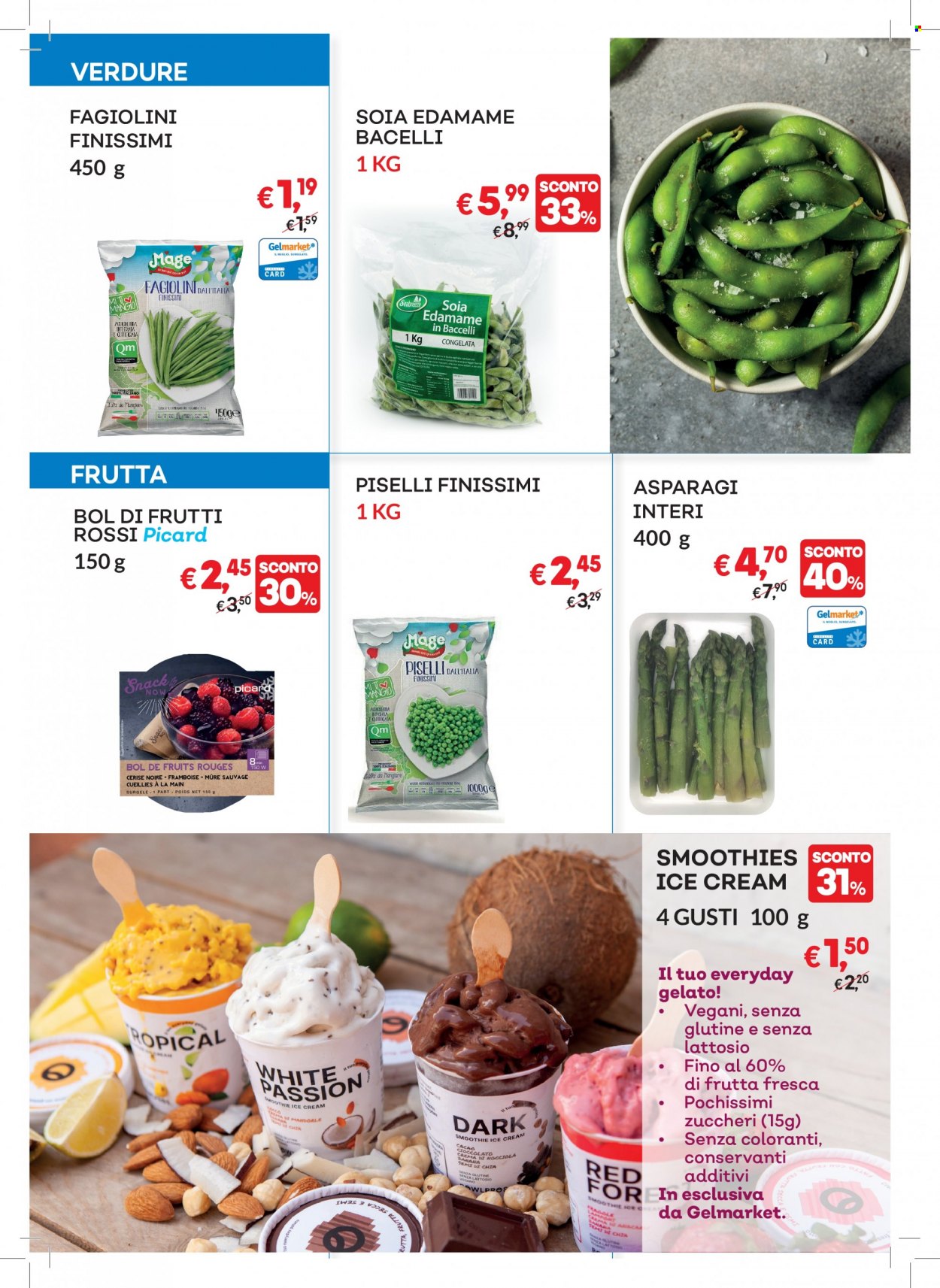 thumbnail - Volantino Gelmarket - 1/6/2023 - 28/6/2023 - Prodotti in offerta - gelato, piselli, edamame, fagiolini, asparagi, soia. Pagina 7.