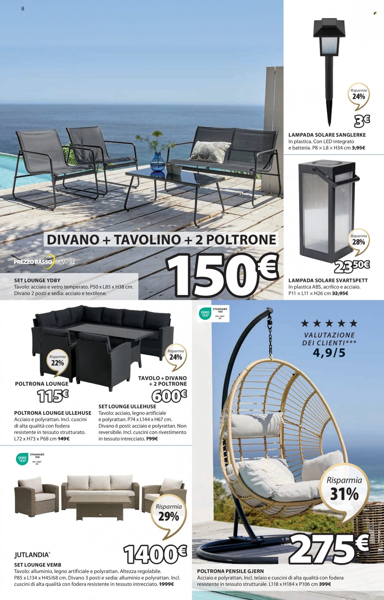 thumbnail - Volantino JYSK - 1/6/2023 - 30/6/2023 - Prodotti in offerta - divano, poltrona, tavolino, sedia, lampada. Pagina 8.