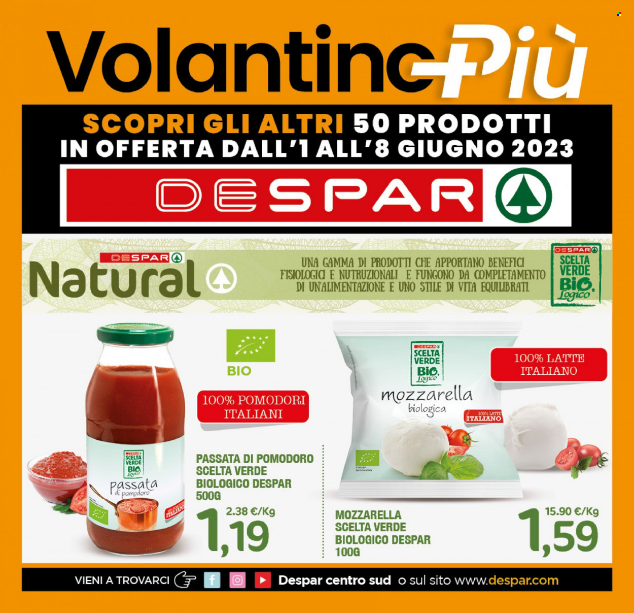 thumbnail - Volantino Despar - 1/6/2023 - 8/6/2023 - Prodotti in offerta - formaggio, mozzarella, passata di pomodoro. Pagina 12.