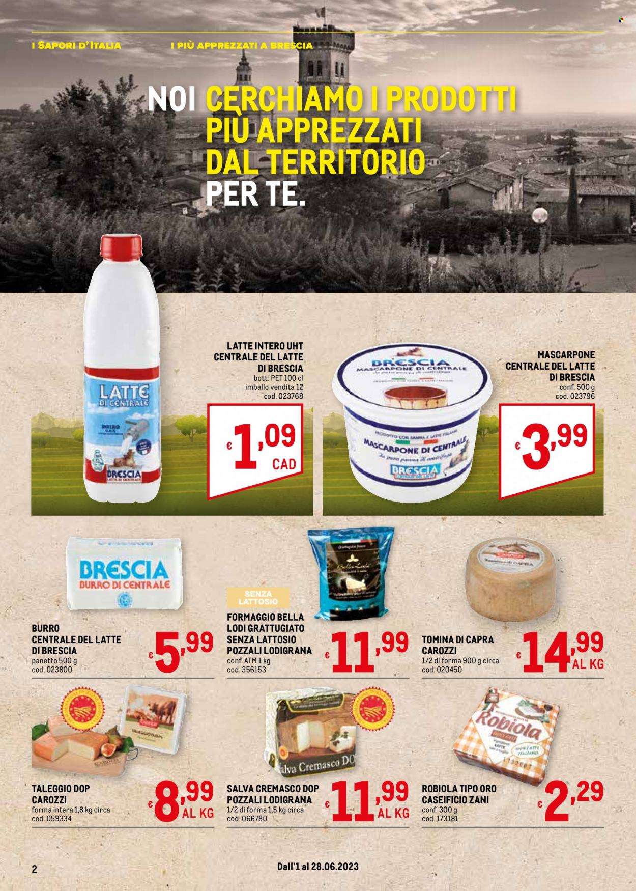 thumbnail - Volantino Metro - 1/6/2023 - 28/6/2023 - Prodotti in offerta - formaggio, robiola, mascarpone, taleggio, latte, latte intero, burro. Pagina 2.
