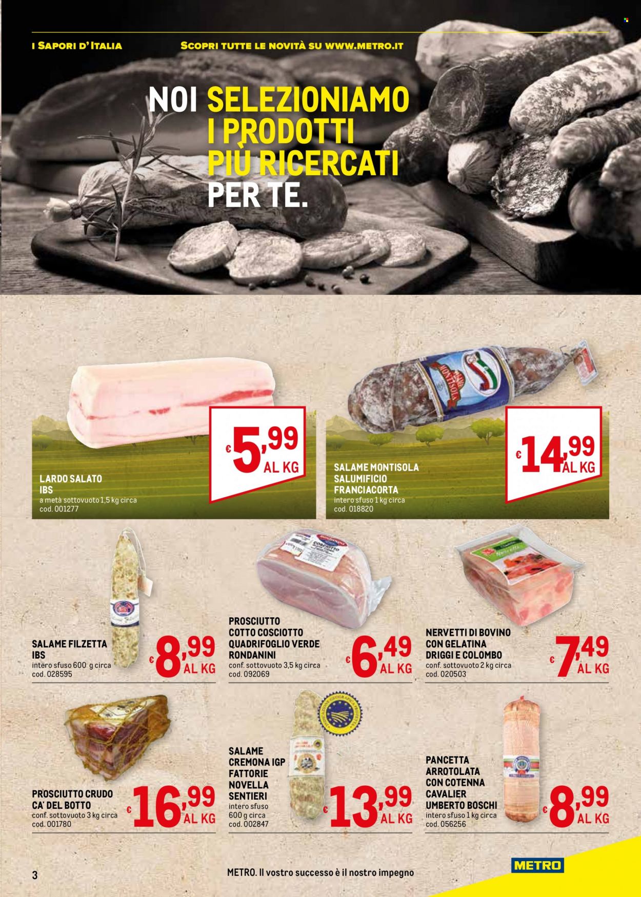 thumbnail - Volantino Metro - 1/6/2023 - 28/6/2023 - Prodotti in offerta - manzo, prosciutto, salame, pancetta, prosciutto cotto, prosciutto crudo, lardo. Pagina 3.