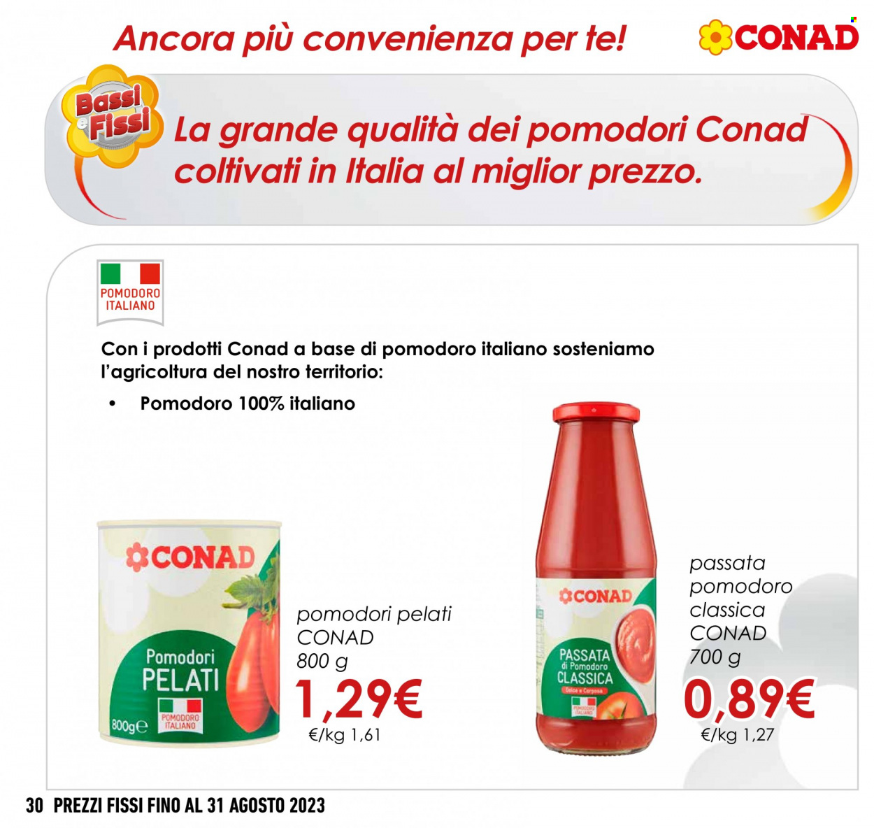 thumbnail - Volantino Conad - 1/6/2023 - 31/8/2023 - Prodotti in offerta - passata di pomodoro, pomodori pelati. Pagina 30.