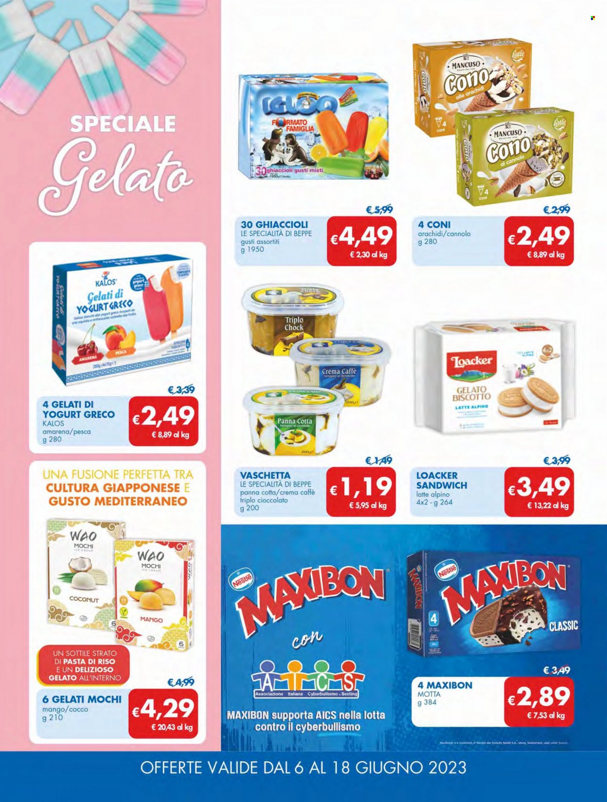 thumbnail - Volantino MD Discount - 6/6/2023 - 18/6/2023 - Prodotti in offerta - cannoli, Motta, panna cotta, gelato, gelato su stecco, Maxibon, Nestlé, Loacker, arachidi, pasta. Pagina 3.