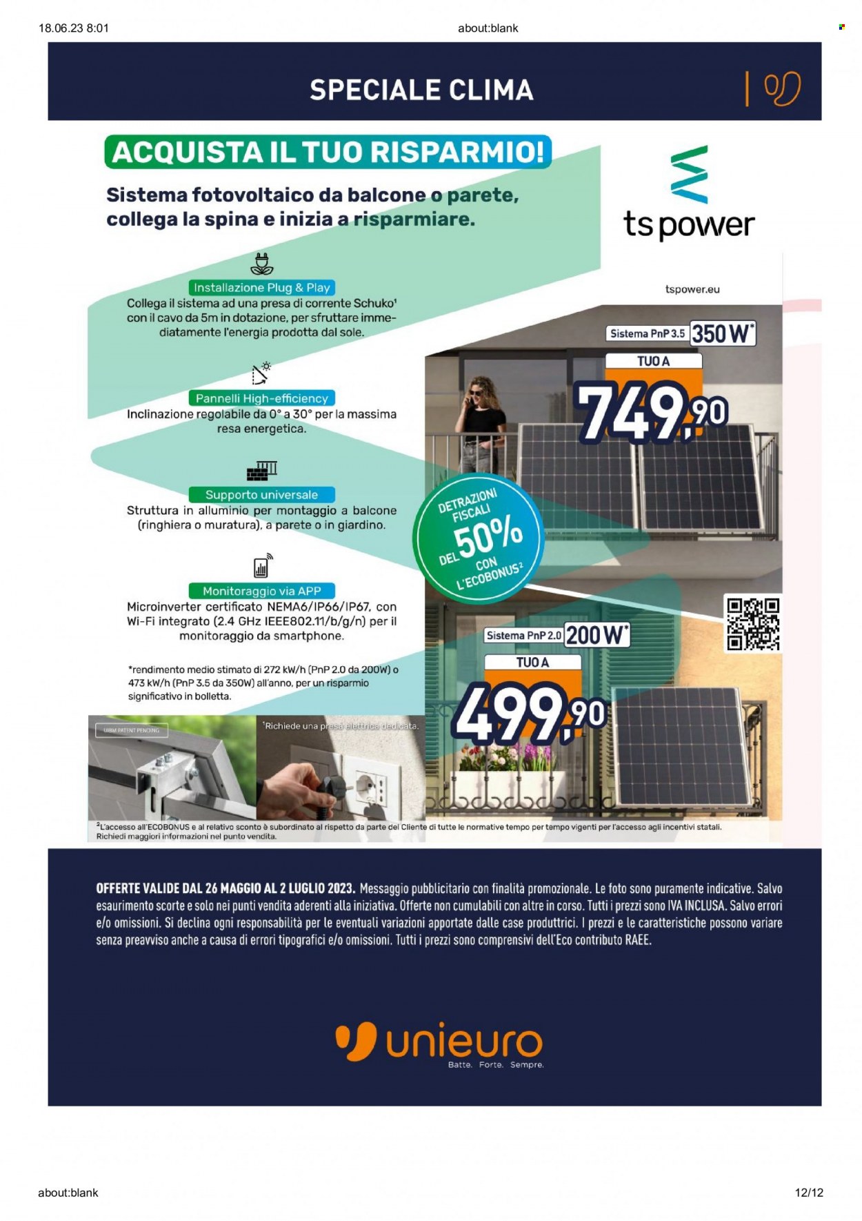 Volantino Unieuro - 26/5/2023 - 2/7/2023. Pagina 12