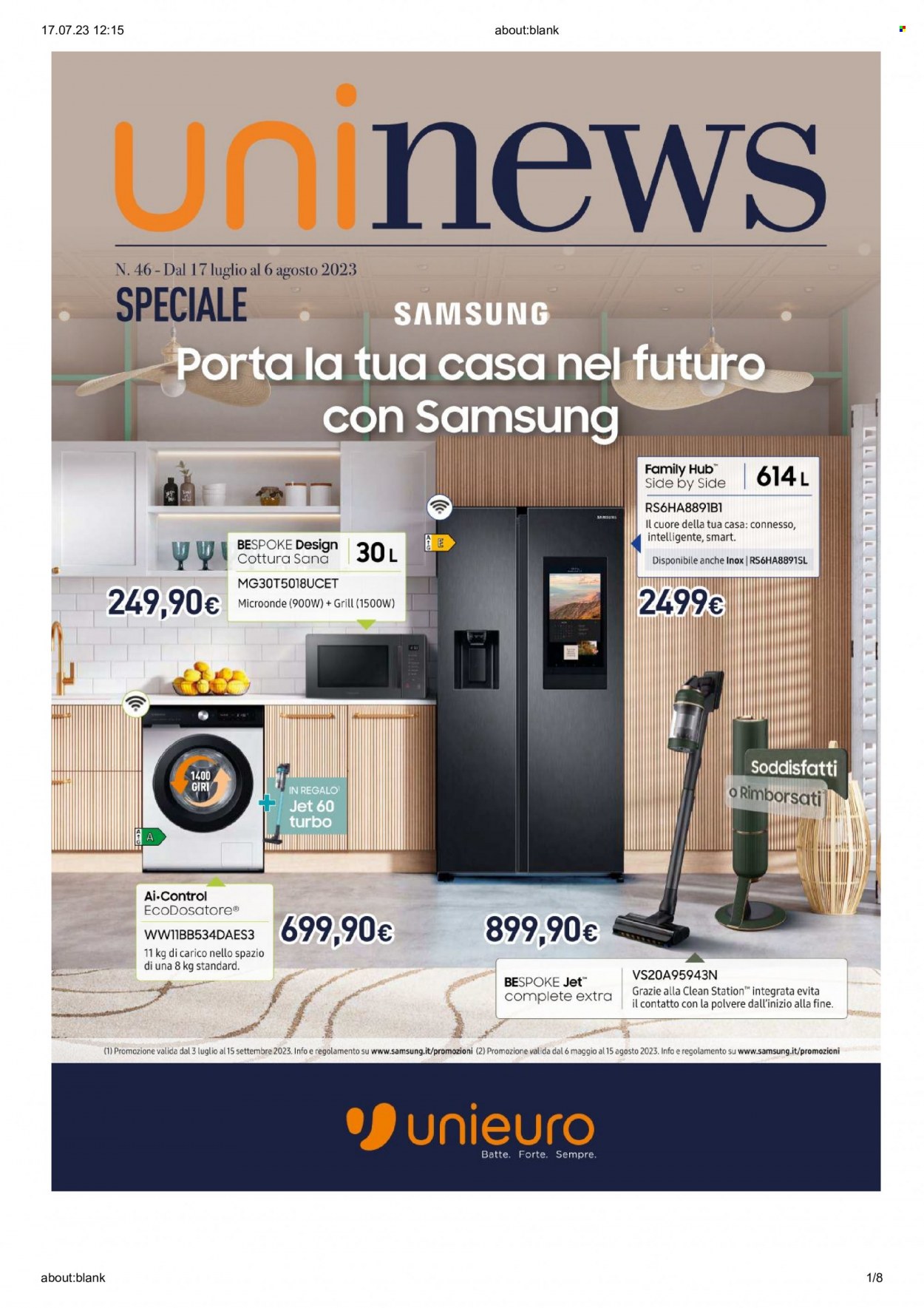 Volantino Unieuro - 17/7/2023 - 6/8/2023. Pagina 1