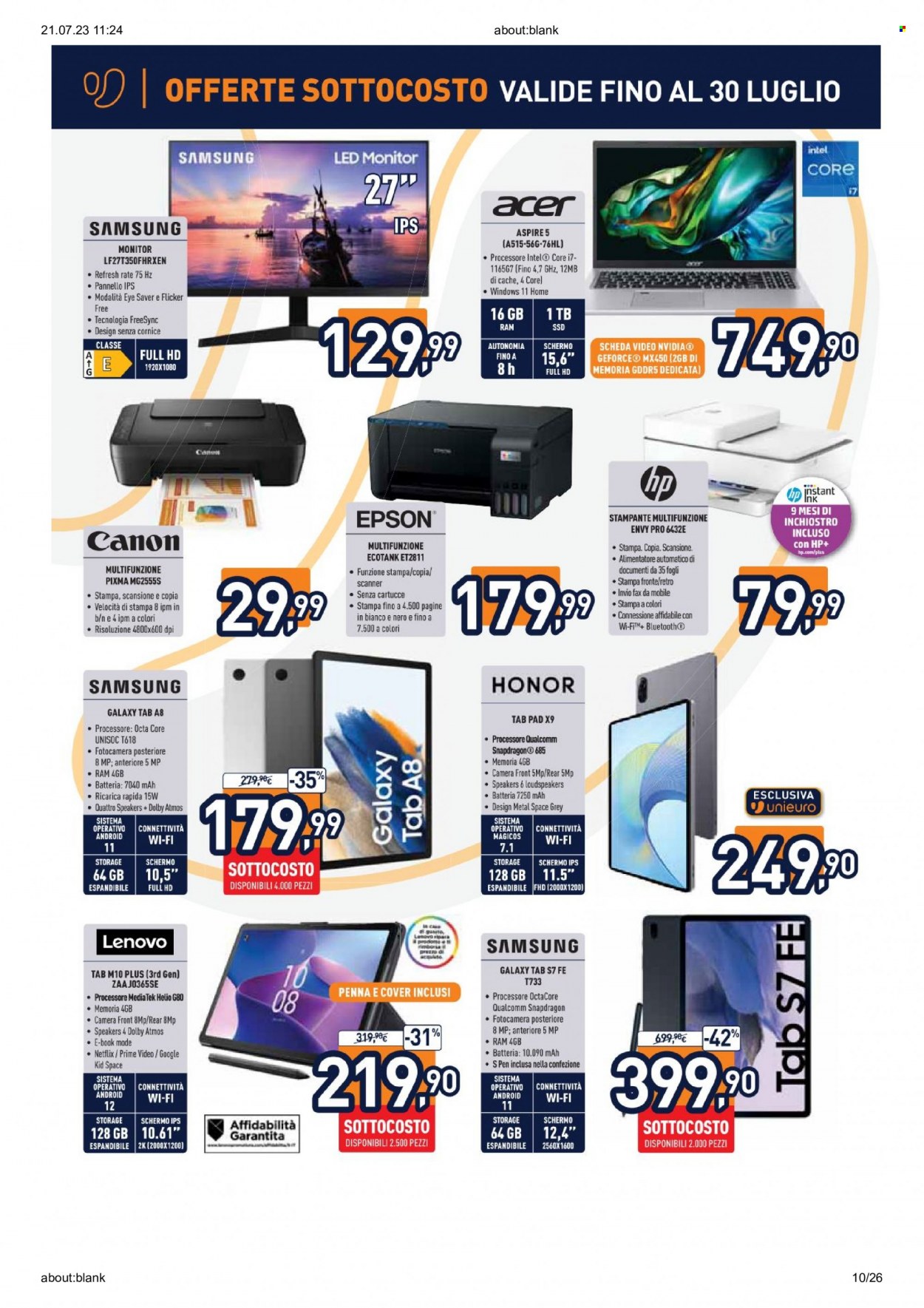 Volantino Unieuro - 21/7/2023 - 30/7/2023. Pagina 10