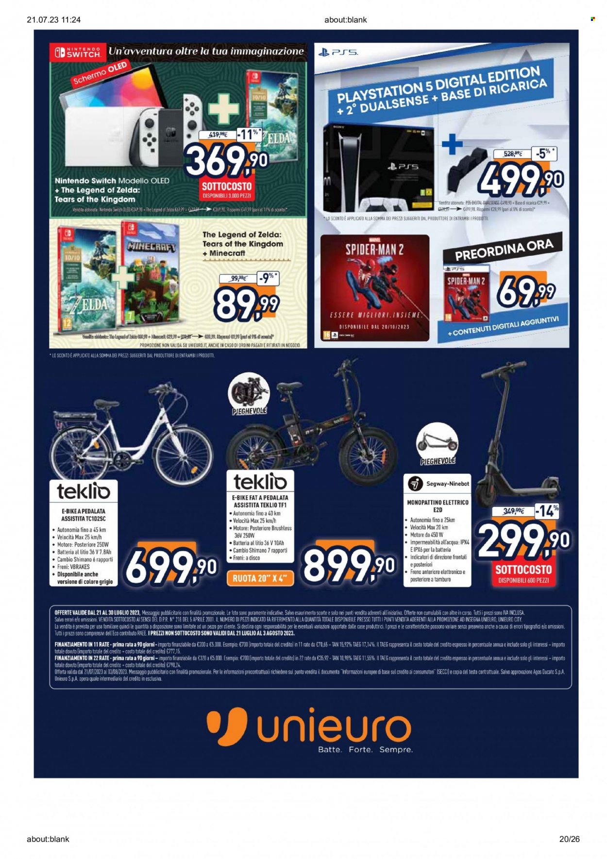 Volantino Unieuro - 21/7/2023 - 30/7/2023. Pagina 20