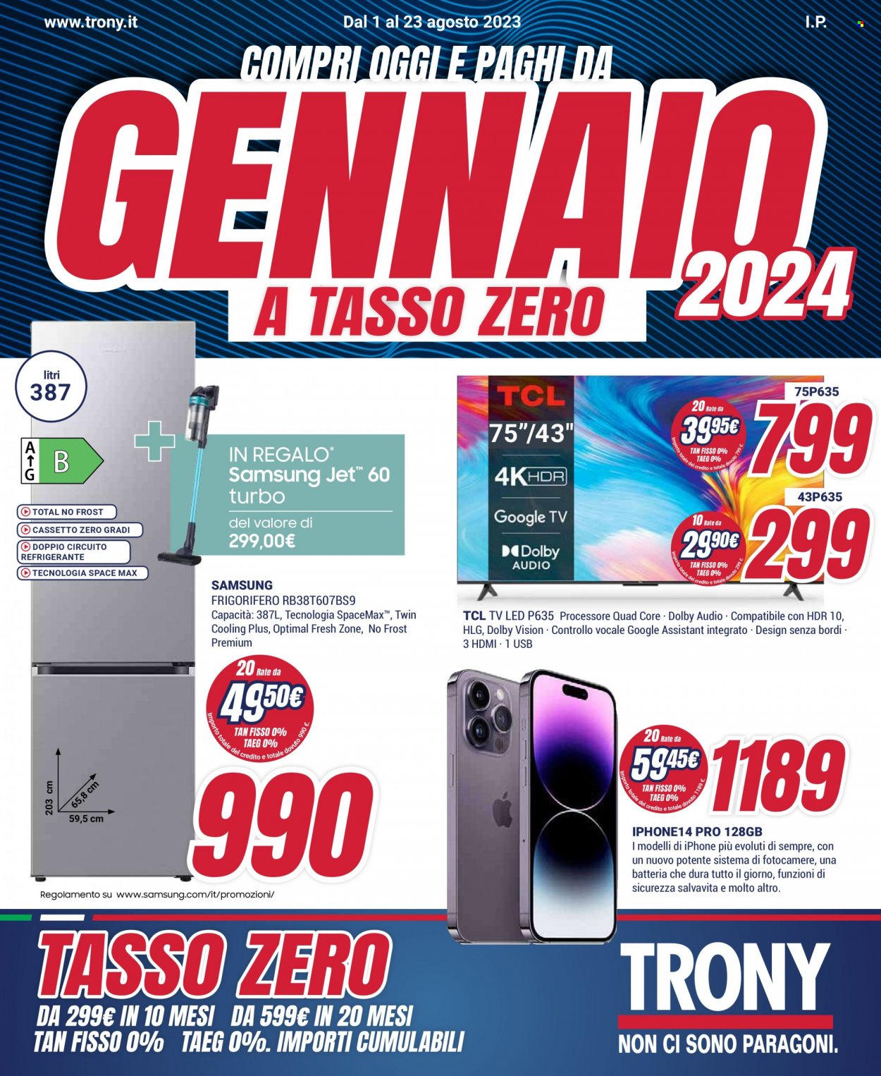 Volantino Trony - 1/8/2023 - 23/8/2023. Pagina 1