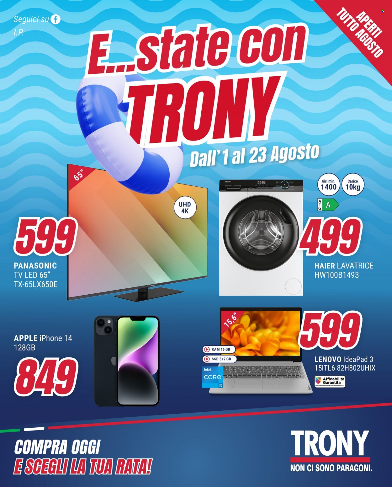 Volantino Trony - 1/8/2023 - 23/8/2023. Pagina 1