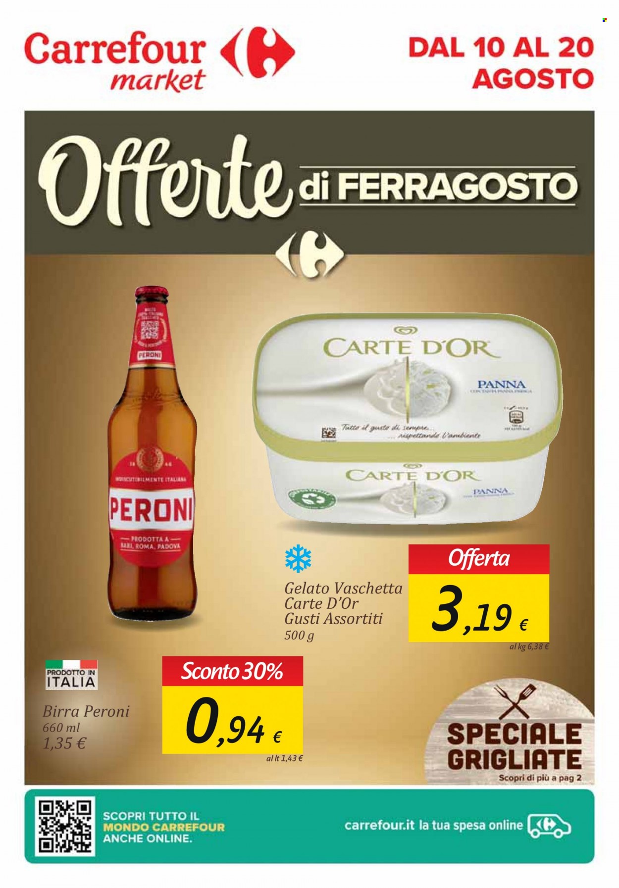 Volantino Carrefour - 10/8/2023 - 20/8/2023. Pagina 1