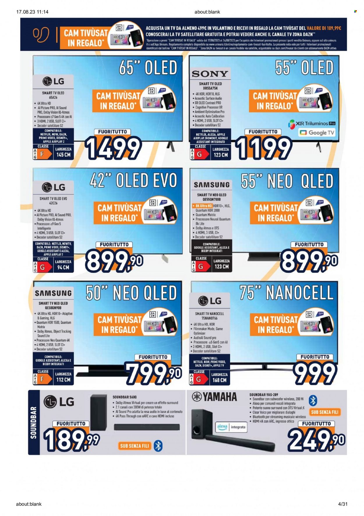 Volantino Unieuro - 17/8/2023 - 24/8/2023. Pagina 4