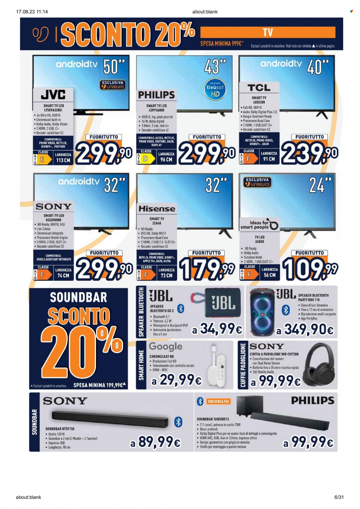 Volantino Unieuro - 17/8/2023 - 24/8/2023. Pagina 6