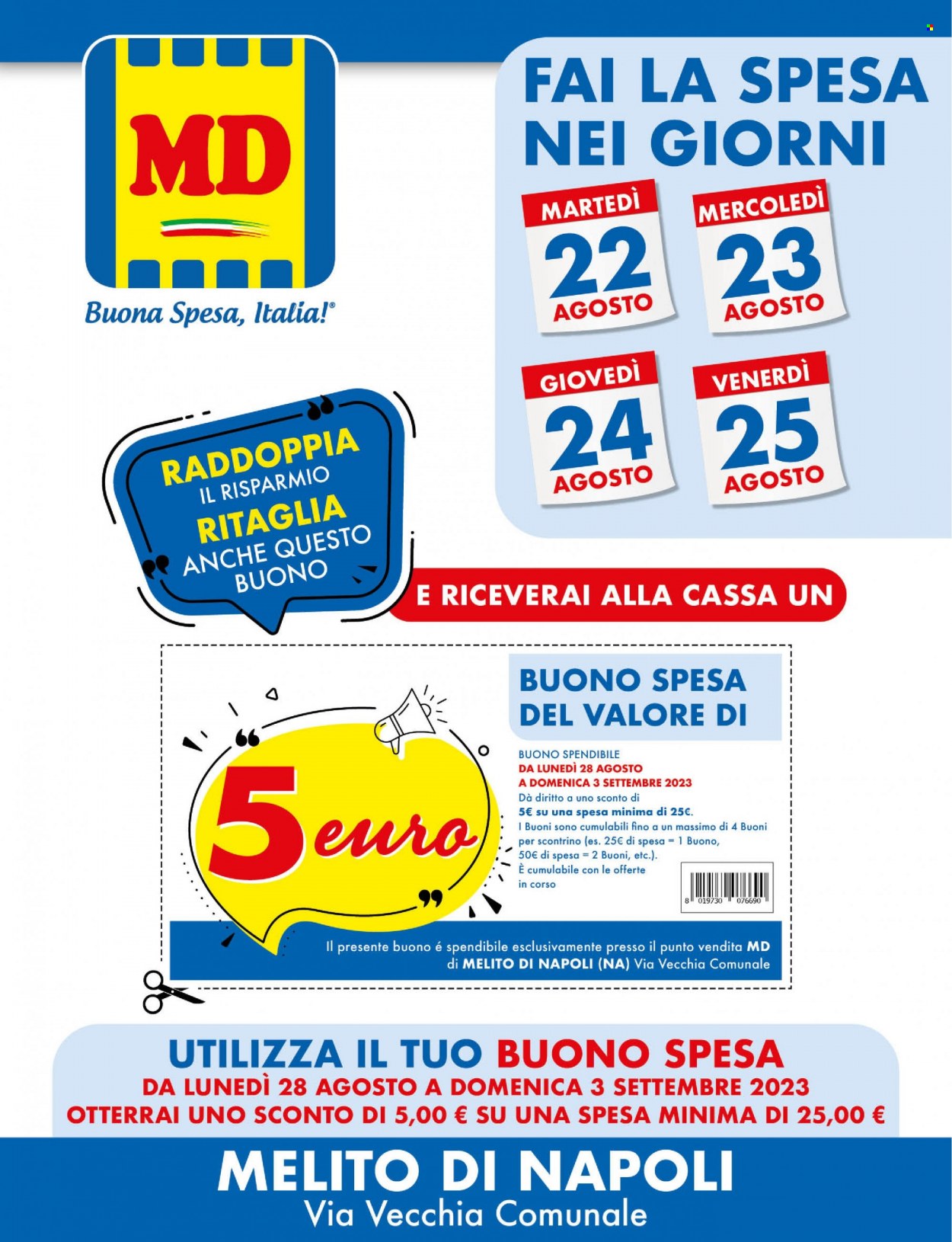 Volantino MD Discount - 22/8/2023 - 3/9/2023. Pagina 1