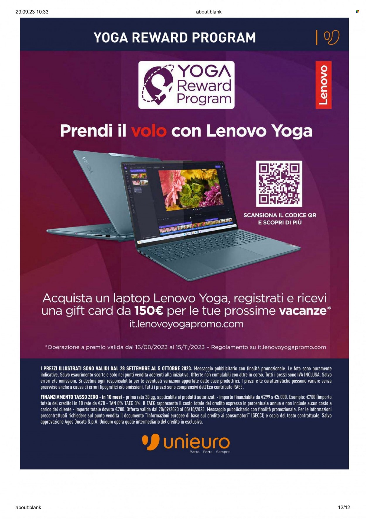 Volantino Unieuro - 28/9/2023 - 5/10/2023. Pagina 12