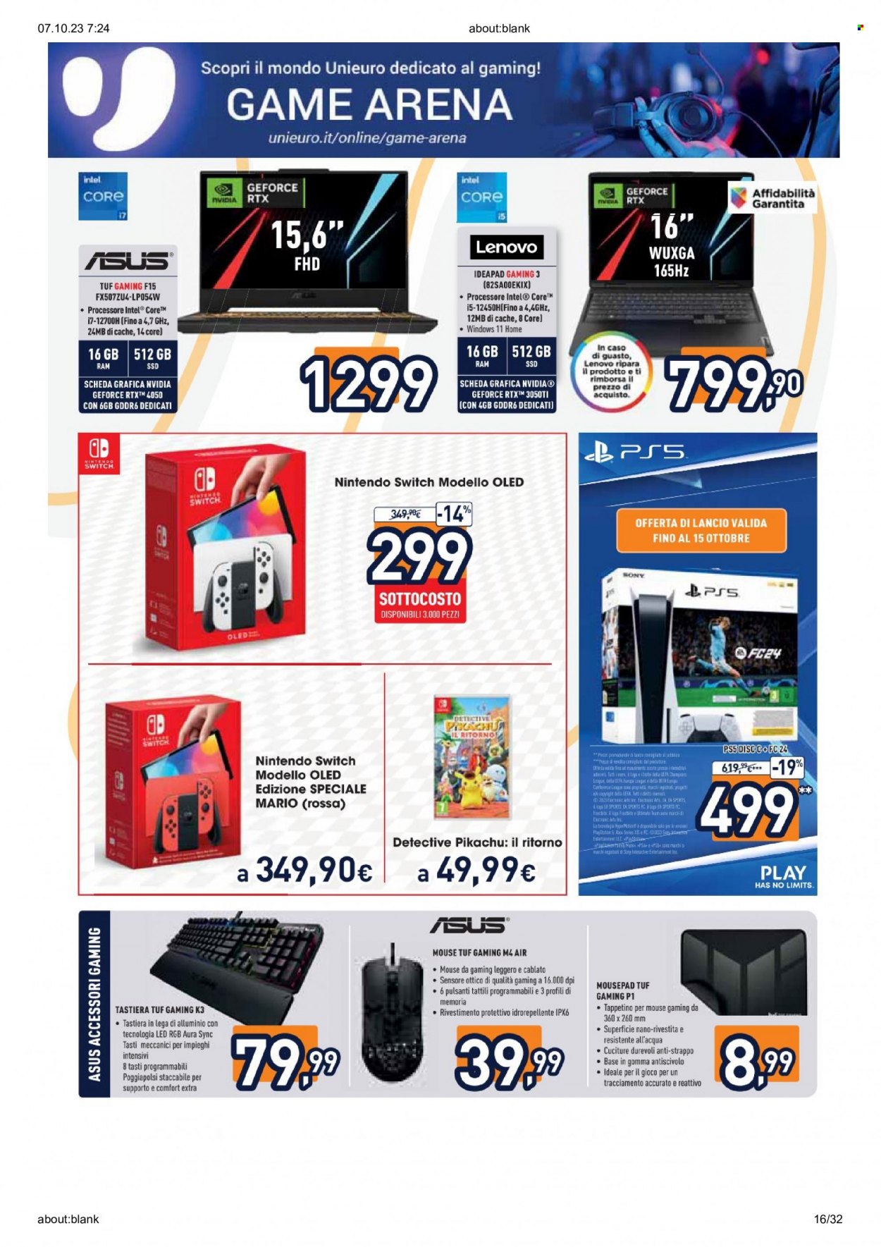 Volantino Unieuro - 6/10/2023 - 15/10/2023. Pagina 16