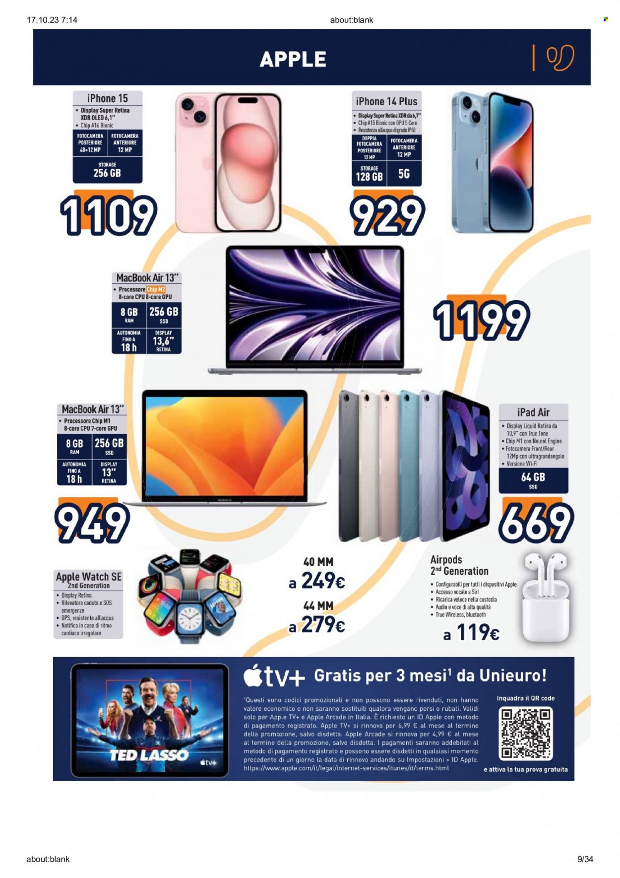 Volantino Unieuro - 16/10/2023 - 22/10/2023. Pagina 9