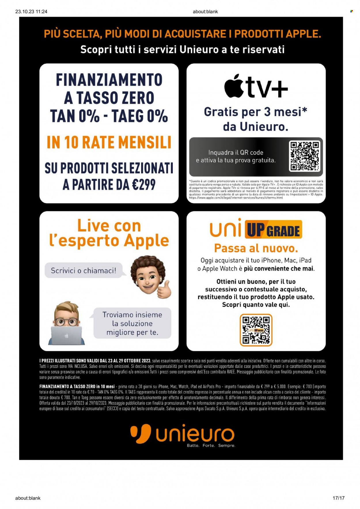 Volantino Unieuro - 23/10/2023 - 29/10/2023. Pagina 17