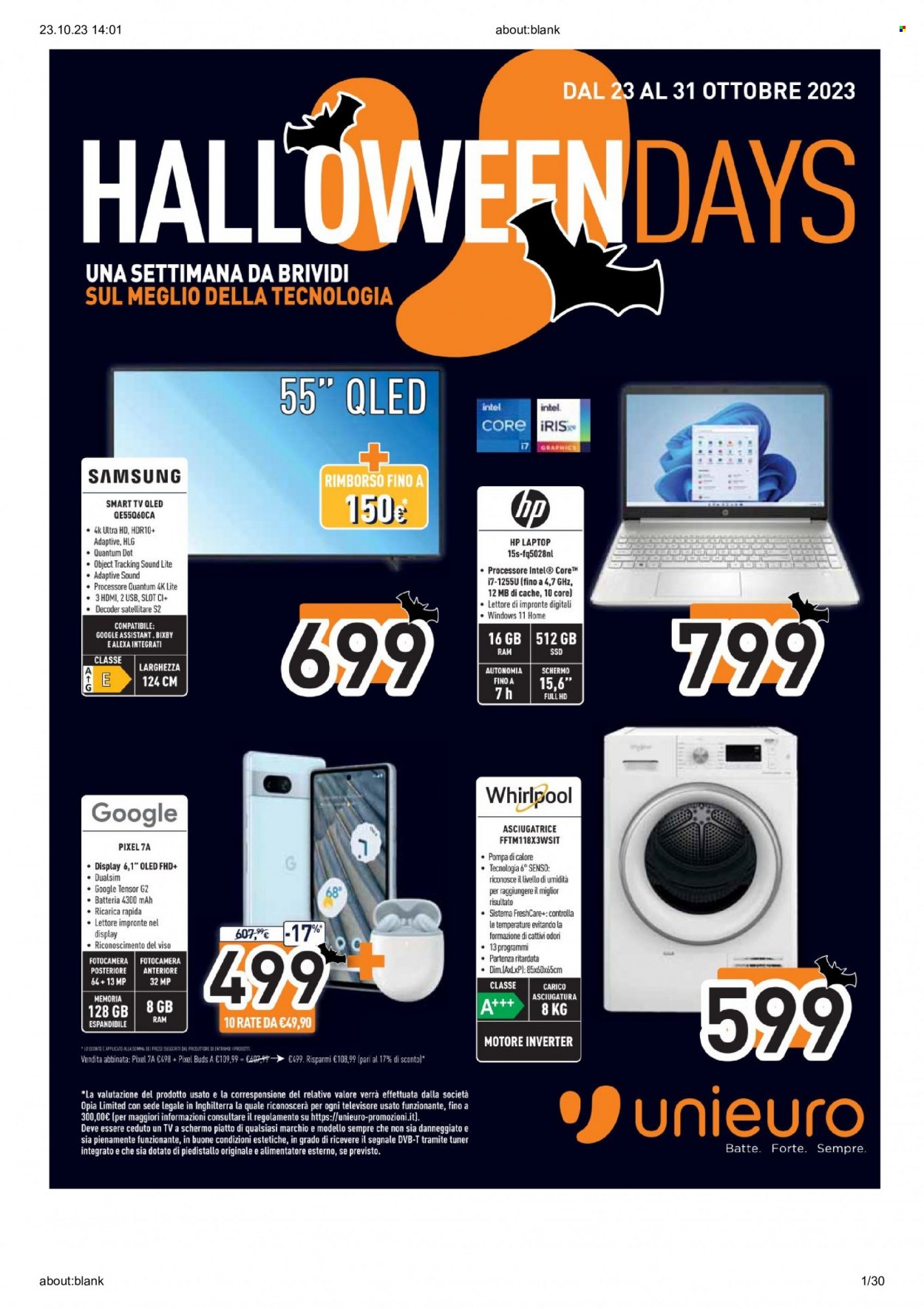 Volantino Unieuro - 23/10/2023 - 31/10/2023. Pagina 1