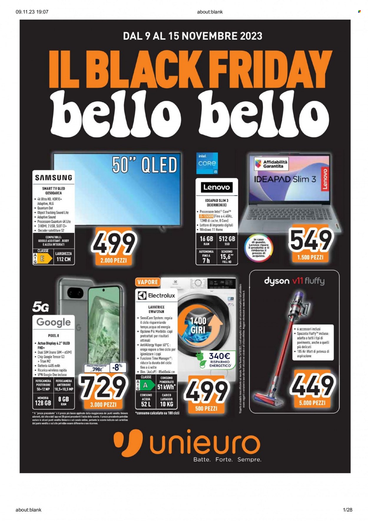 Volantino Unieuro - 9/11/2023 - 15/11/2023. Pagina 1