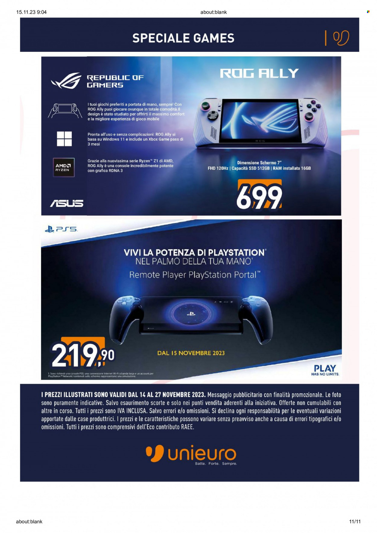 Volantino Unieuro - 14/11/2023 - 27/11/2023. Pagina 11