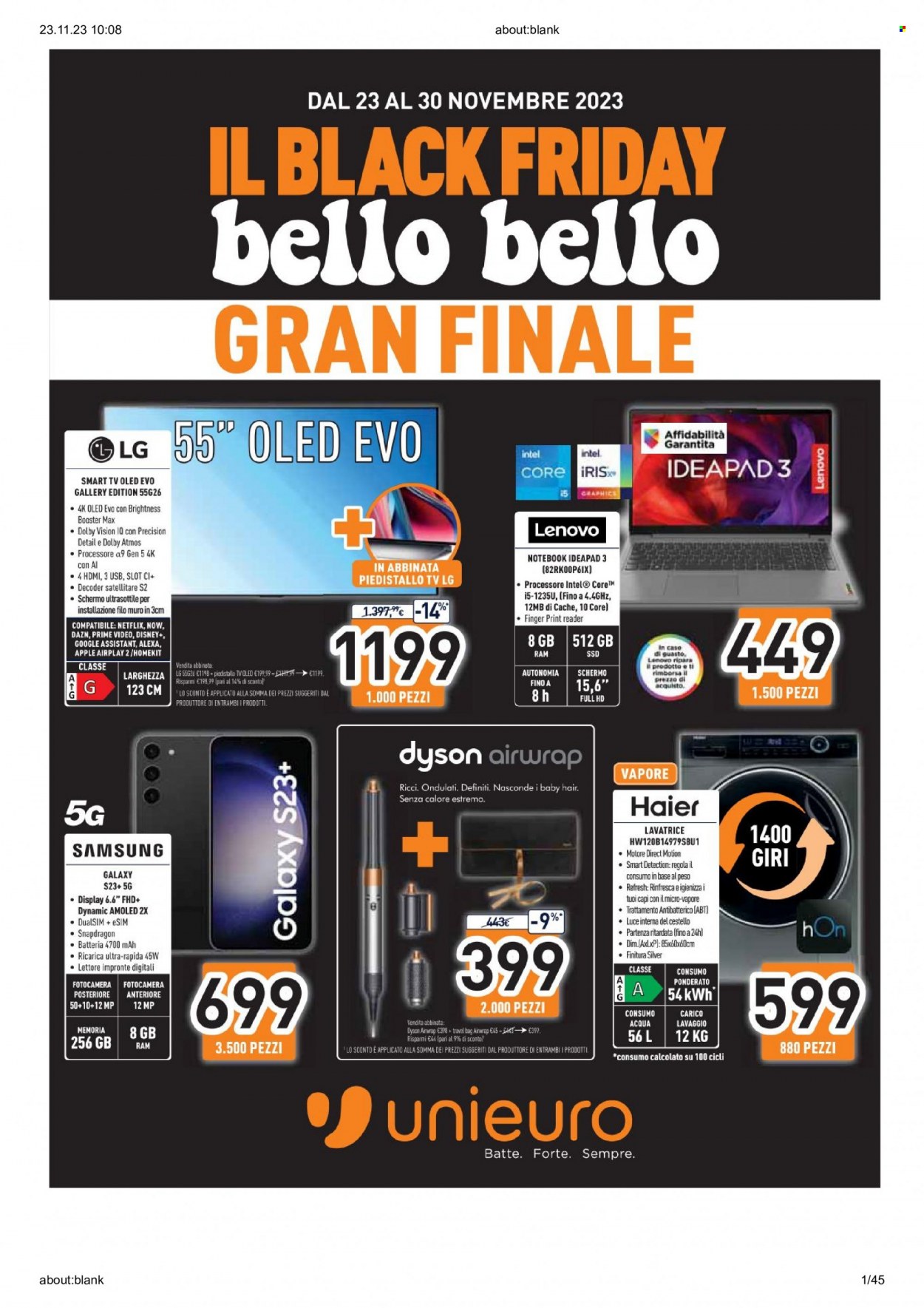 Volantino Unieuro - 23/11/2023 - 30/11/2023. Pagina 1