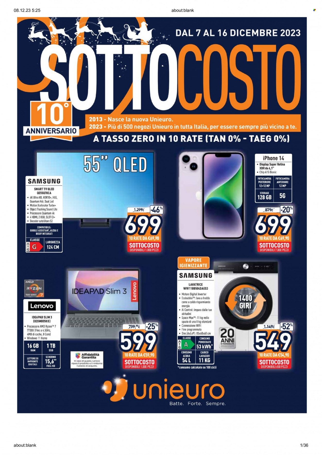 Volantino Unieuro - 7/12/2023 - 16/12/2023. Pagina 1