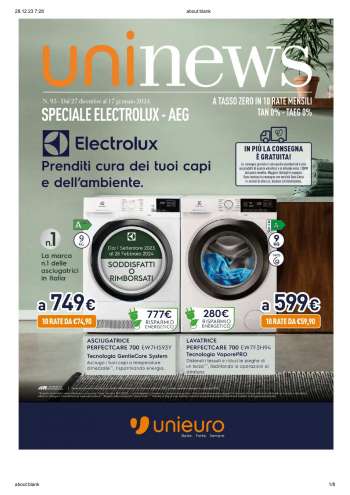 Volantino Unieuro - 27/12/2023 - 17/1/2024.
