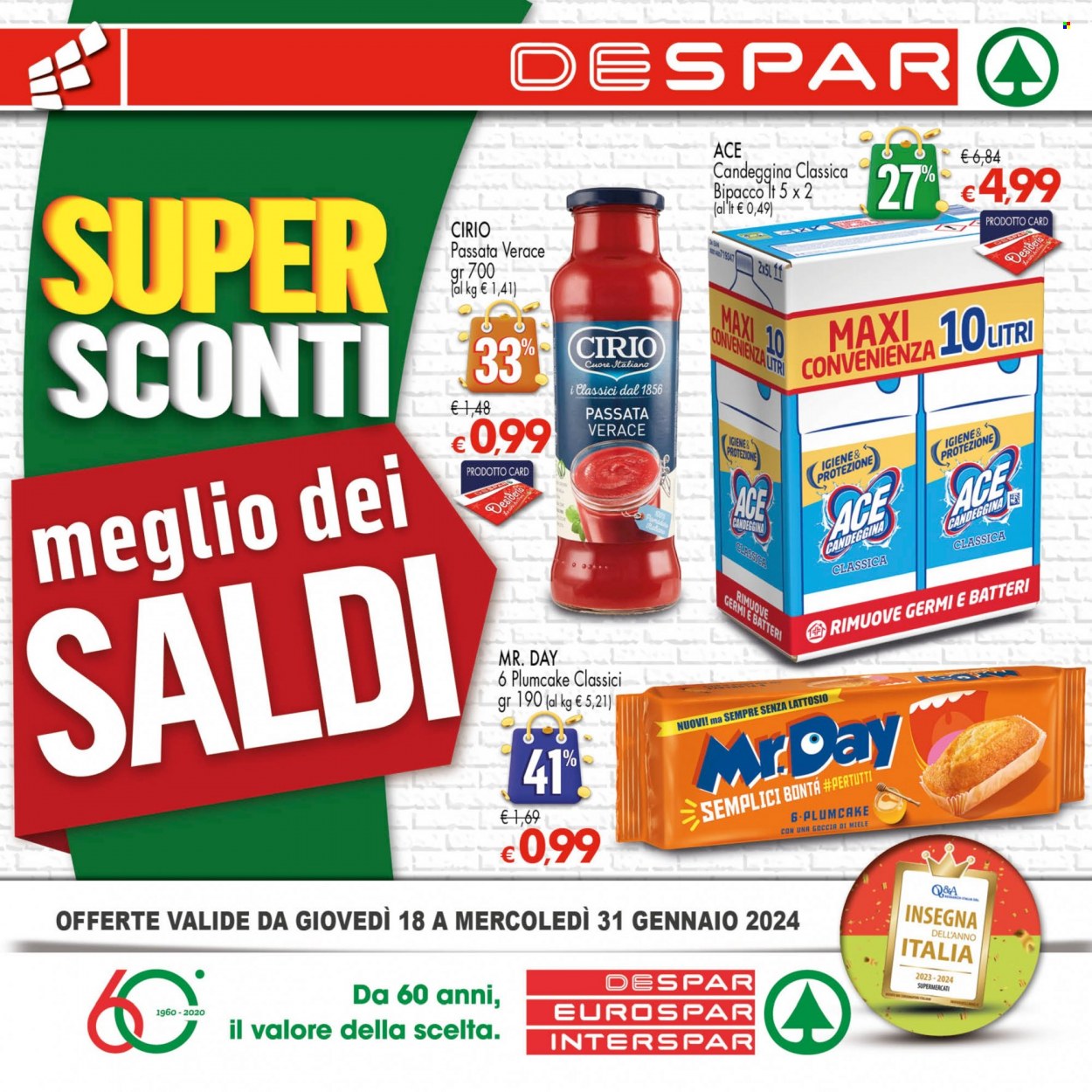 Volantino Eurospar - 18/1/2024 - 31/1/2024. Pagina 1