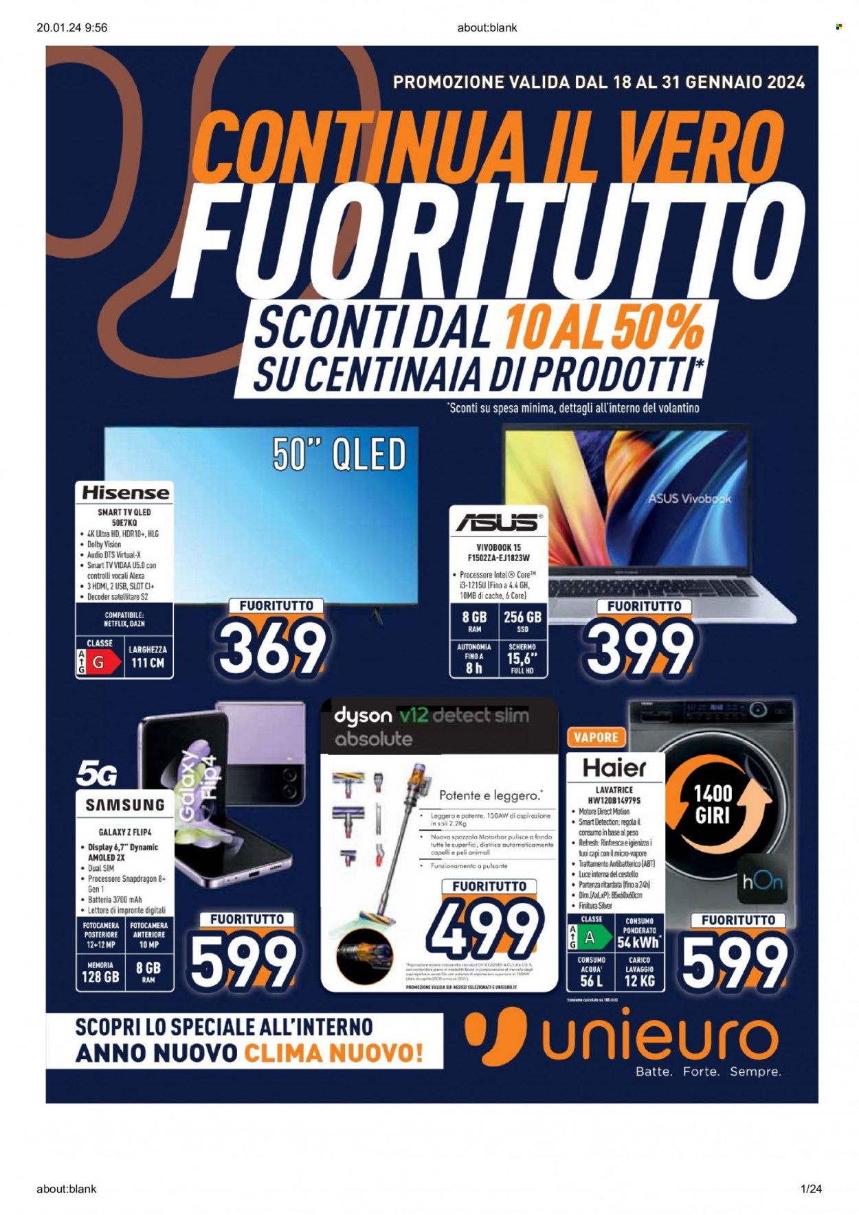 Volantino Unieuro - 18/1/2024 - 31/1/2024. Pagina 1