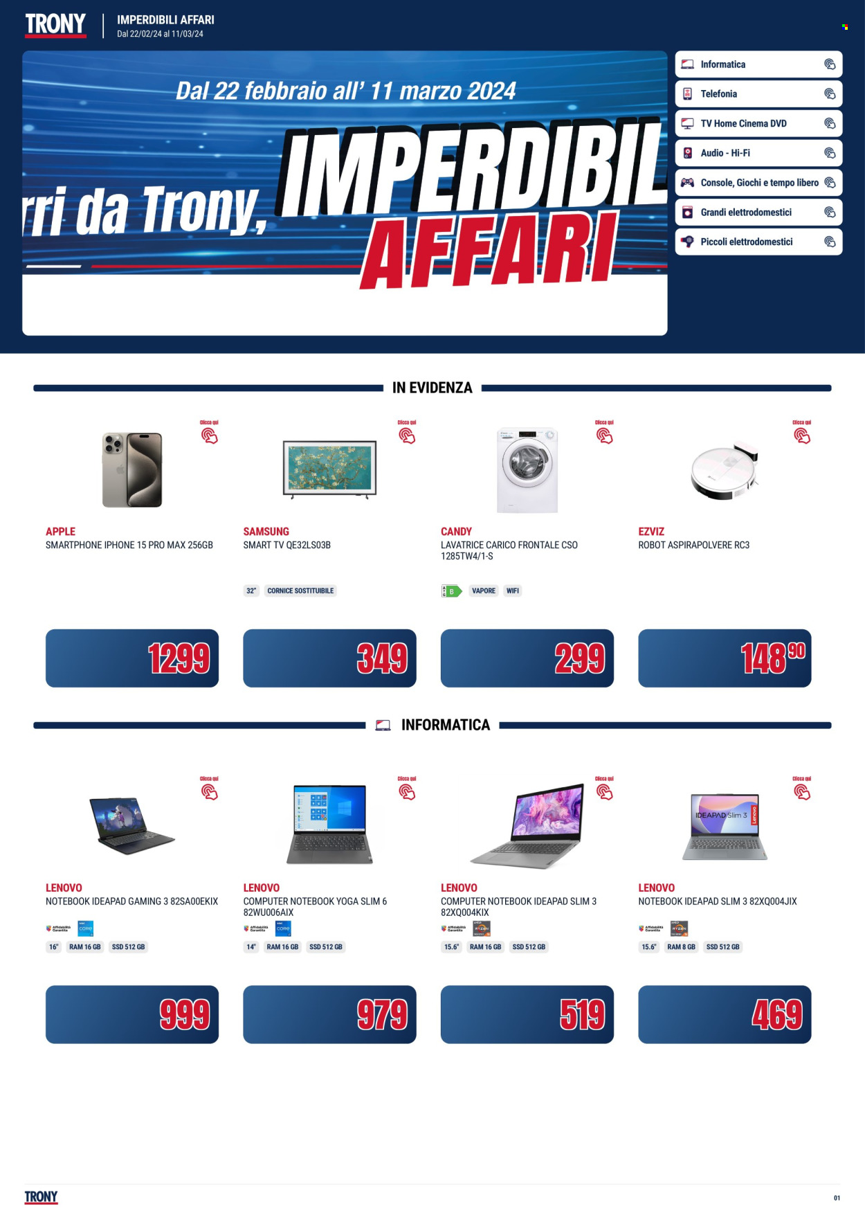 Volantino Trony - 22/2/2024 - 11/3/2024. Pagina 1
