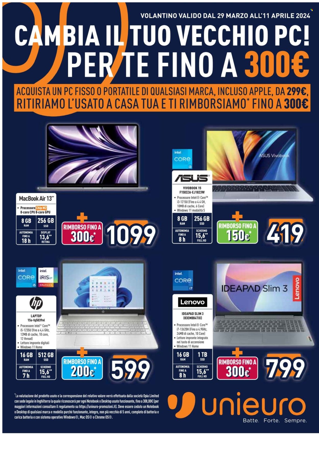 Volantino Unieuro - 29/3/2024 - 11/4/2024. Pagina 1