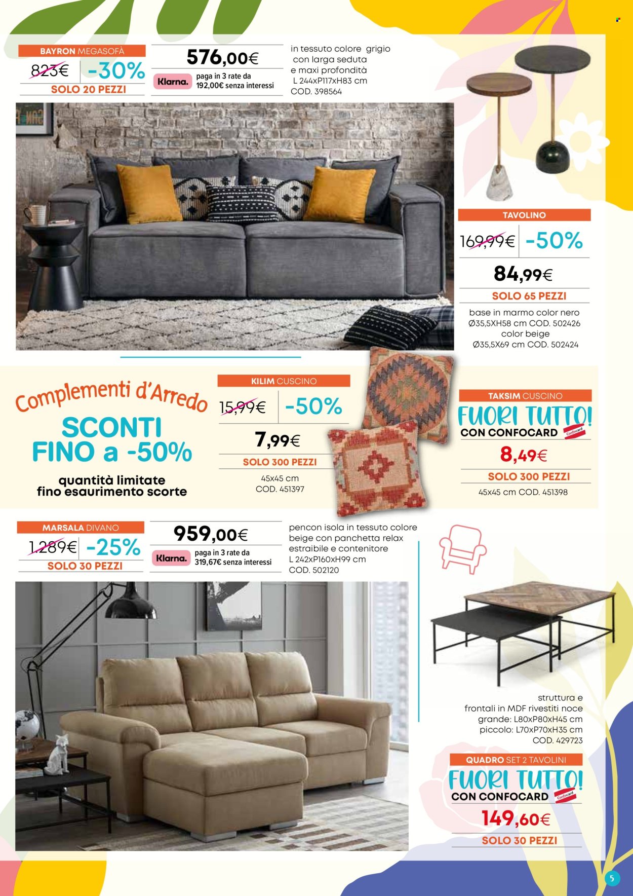 thumbnail - Volantino Conforama - Prodotti in offerta - divano, tavolino, contenitore, cuscino. Pagina 5.
