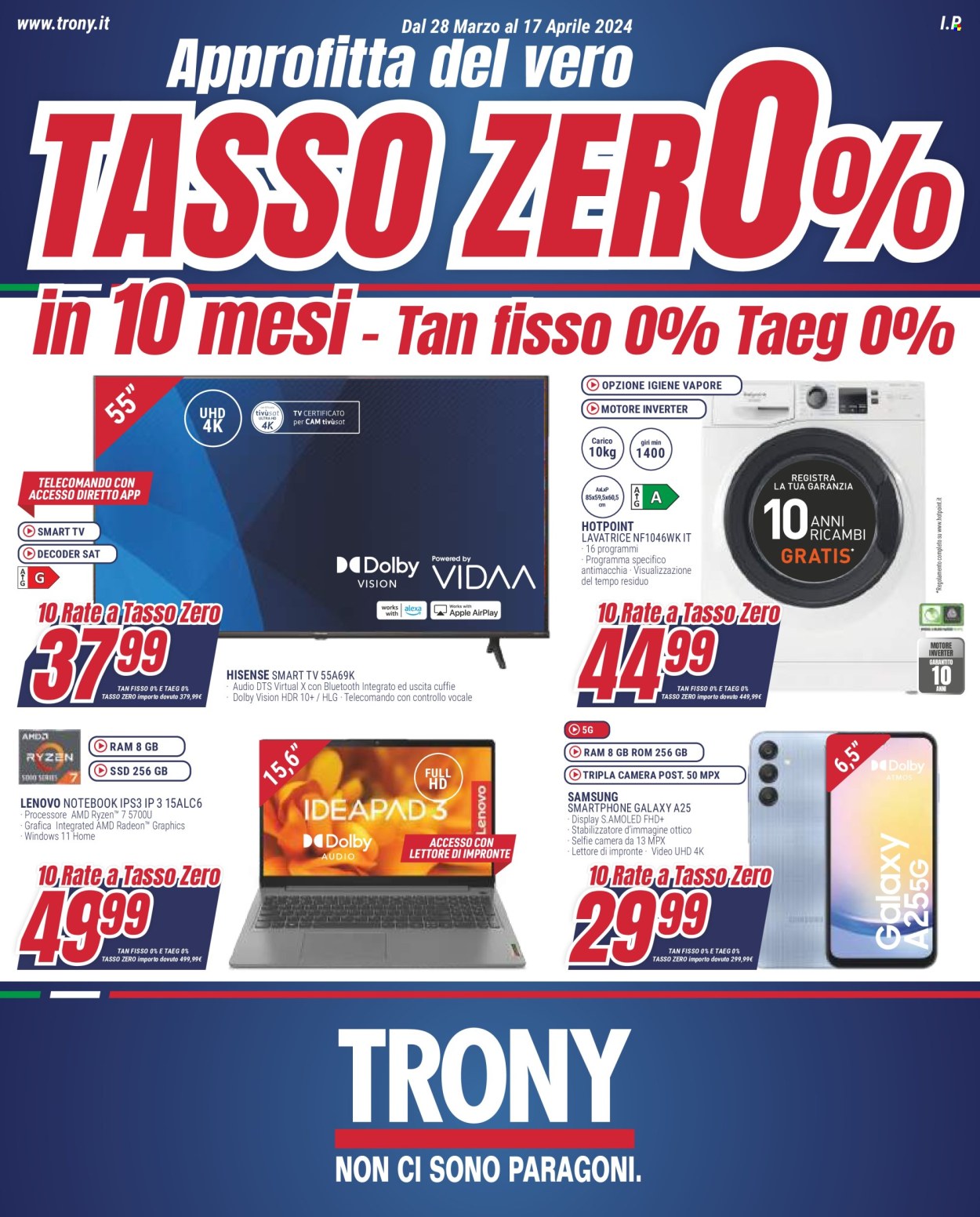 Volantino Trony - 28/3/2024 - 17/4/2024. Pagina 1