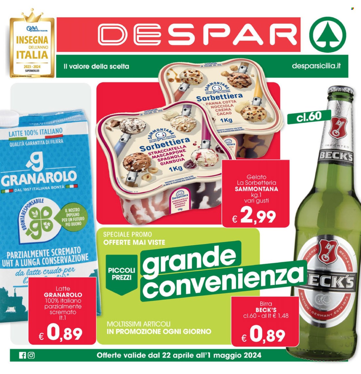 Volantino Eurospar - 22/4/2024 - 1/5/2024. Pagina 1
