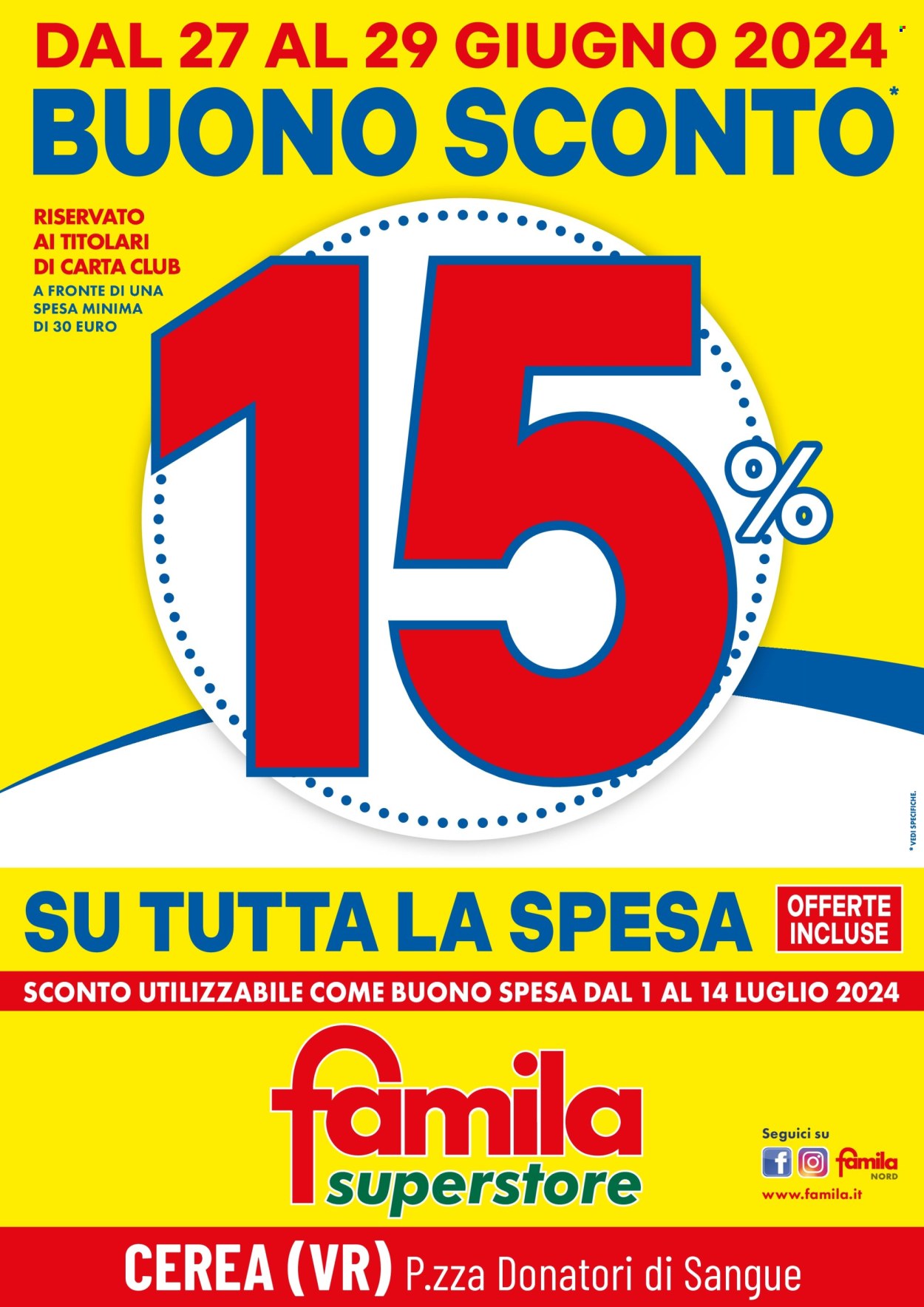 Volantino Famila - 27/6/2024 - 29/6/2024. Pagina 1