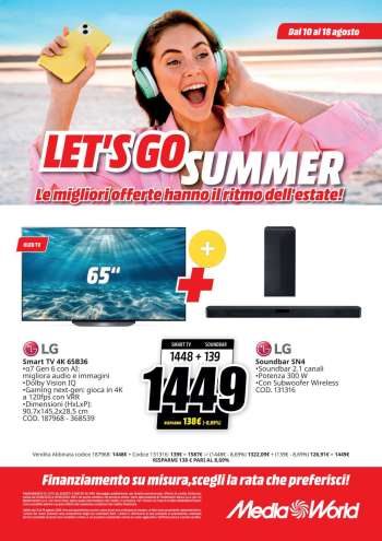Volantino MediaWorld - 10/8/2024 - 18/8/2024.