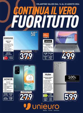 Volantino Unieuro - 14/8/2024 - 22/8/2024.